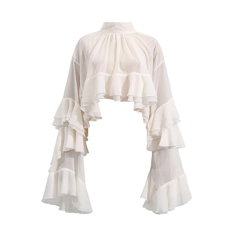 

Женские однотонные блузки свободного кроя с оборками и вставками, длинные, без рукавов, темпераментные, минималистичные рубашки S