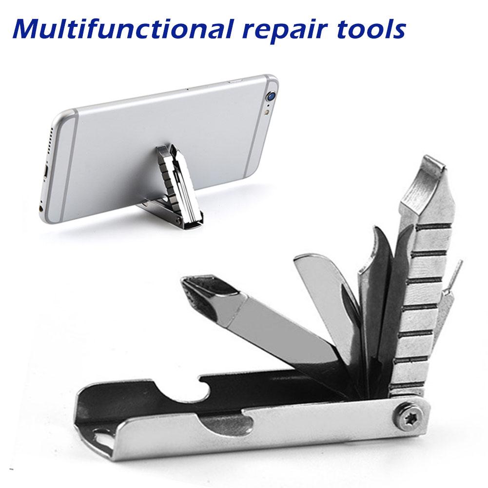 1 Peça Portátil Mini Chave de Fenda de Aço Inoxidável Chave Inglesa Abridor de Garrafa Conjunto de Ferramentas Combinadas para Exterior Emergência EDC Reparo Multiferramenta