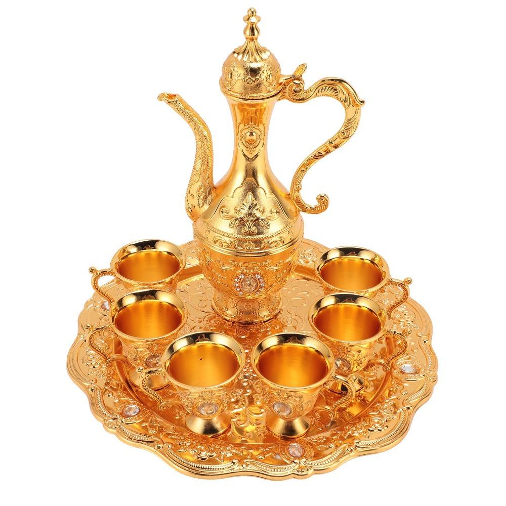8pcs With Tray Turkish Tea Set 6 Cups Included Wine Glass Pot Set Coffee Pot Set Wedding Decor