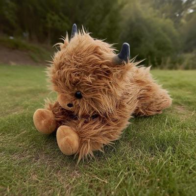 Highland Cow Plush Toy Cute Yak Doll with Long Fluffy Hair Soft Stuffed Animal Gift for Kids Adults Cow Lovers