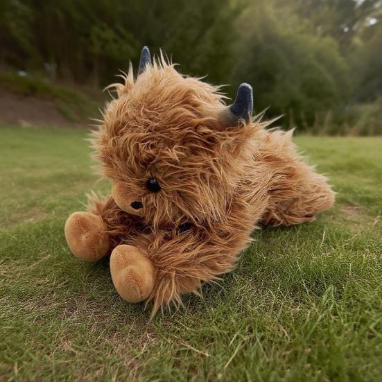 Highland Cow Plush Toy Cute Yak Doll with Long Fluffy Hair Soft Stuffed Animal Gift for Kids Adults Cow Lovers