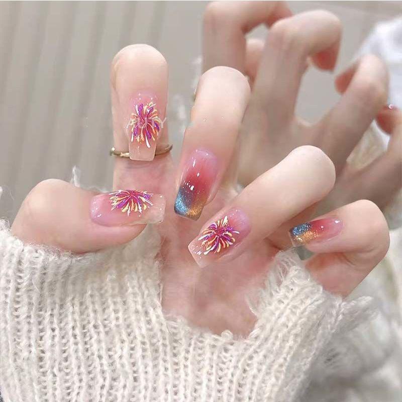 2024 Trendy 3D Firework Nail Art Stickers - Colorful & Dazzling