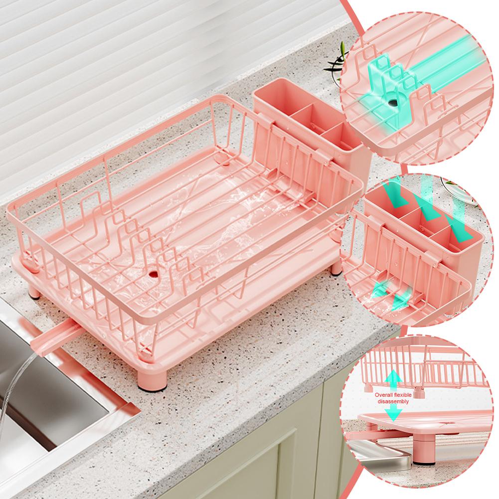 Portapiatti da Cucina con Scolapiatti per Piano di Lavoro Utensili Piatti Bacchette Ciotole Cucchiaio Portacucchiaio Scolapiatti F6h7