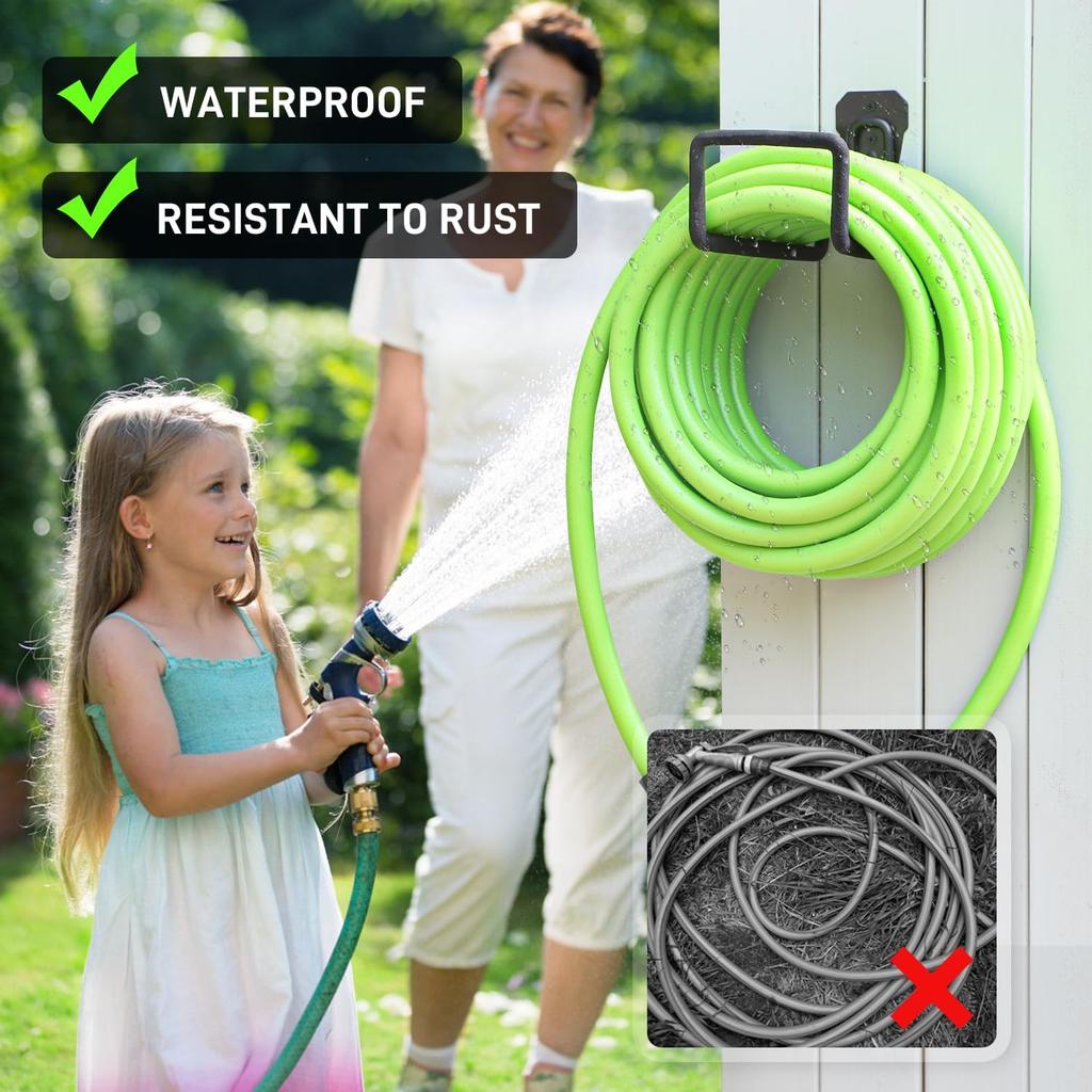 Garden Hose Holder Wall Mount,Heavy Duty Water Hose Hanger for Garage Outside,Metal Hose Reels Hose Rack for Garden Hose Expandable Hose Water Hose