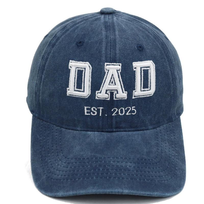 Dad Mom Waterwashed Cotton Baseball Cap With Embroidery For Casual Outdoor Wear