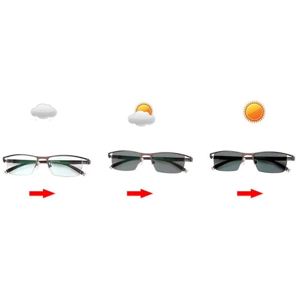 Sun Photochromic Myopia Eyeglasses Optical Men Student Finished Myopia Eyewear Prescription Glasses Frame Half Rim -1.0 -4.0