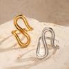 Stainless Steel Line Design Women's Rings 18K Gold Plated Gold S Shape Rings Waterproof Jewelry for Daily Wear