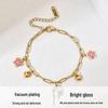 Women's Luxury Drip Oil Flower & Heart Pendant Stainless Steel Bracelet