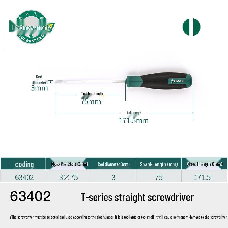 Sata T-Series Flathead Screwdriver (63402-63417) Tool