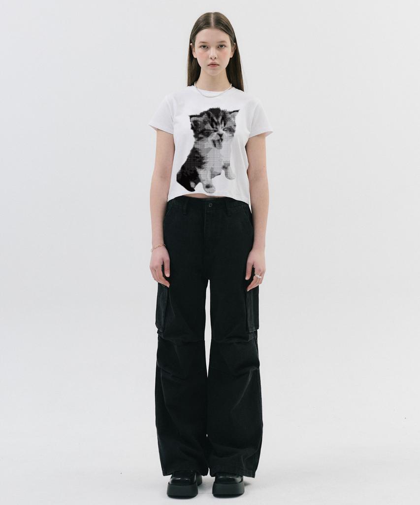 Damiswi Kitten Halftone T-Shirt_White