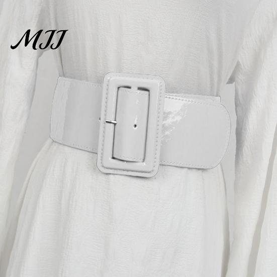 Retro Breiter Rockgürtel Verstellbare Größe Damen Gürtel, Elastischer Bund Kunstleder Taille mit Quadratischer Schnalle, Dehnbares Kleid Modeaccessoire
