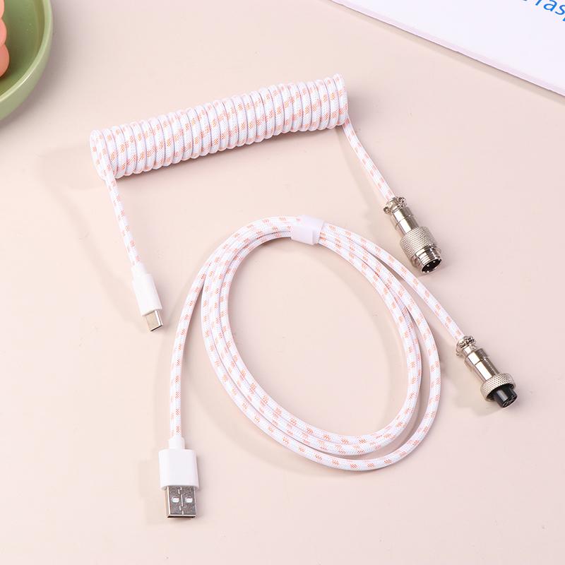 Mechanical Keyboard Coiled Cable Wire Type C USB Port Wire Mechanical Keyboard Aviator Desktop Computer Aviation Connector