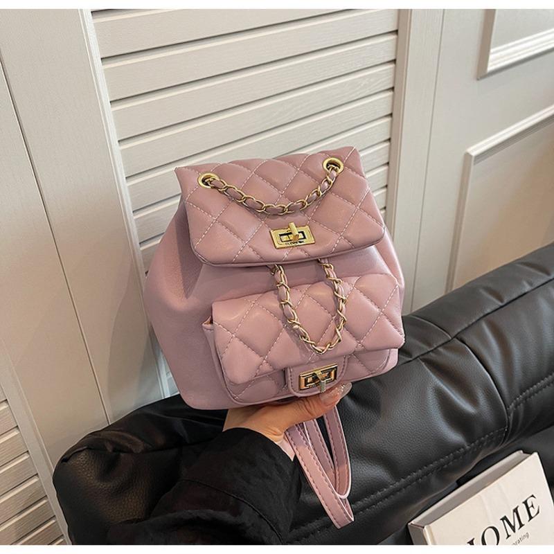 

Ромбовидная вышивальная нить маленький школьный рюкзак женский весенний новый простой рюкзак на цепочке универсальный маленький рюкзак