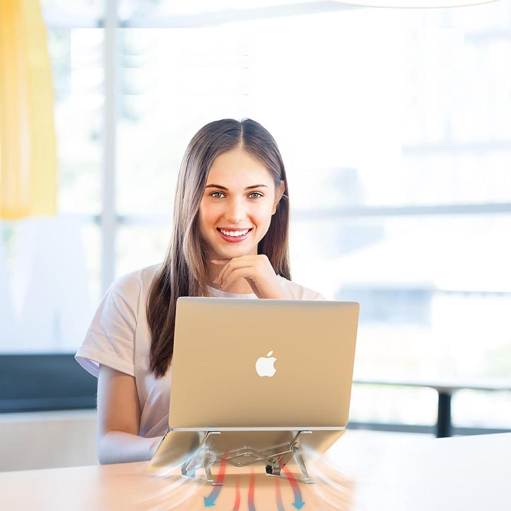 Der tragbare Desktop-Ständer aus Kunststoff ist faltbar und höhenverstellbar. Es ergonomisch und für Bücher und Laptops geeignet.. es ist