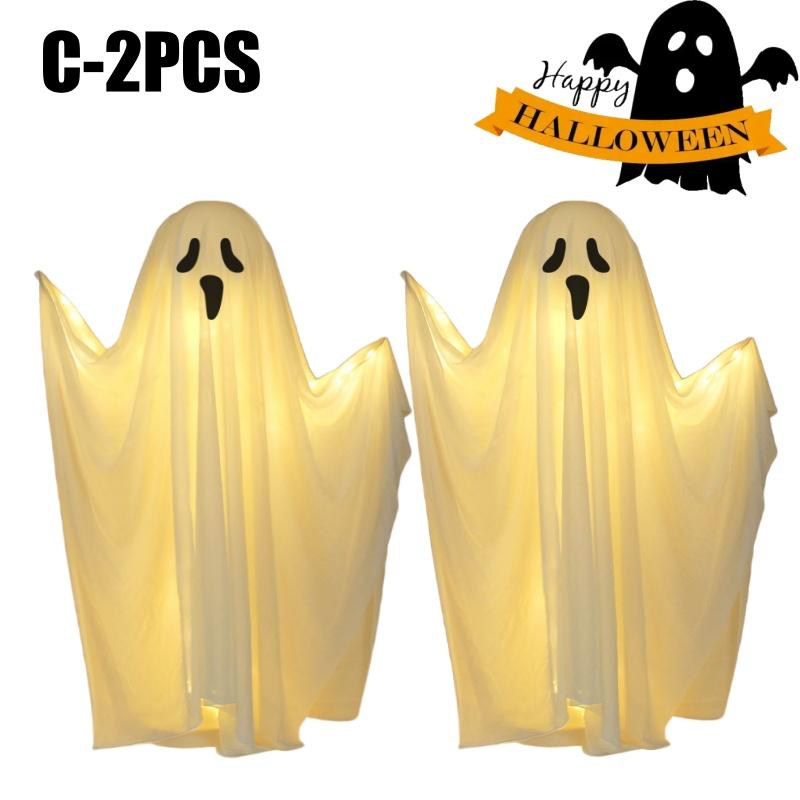 85/165CM Halloween Decorations Outdoor Spooky Light Up Ghosts Scary Standing Ghosts Decor for Front Door Porch Yard Home Party