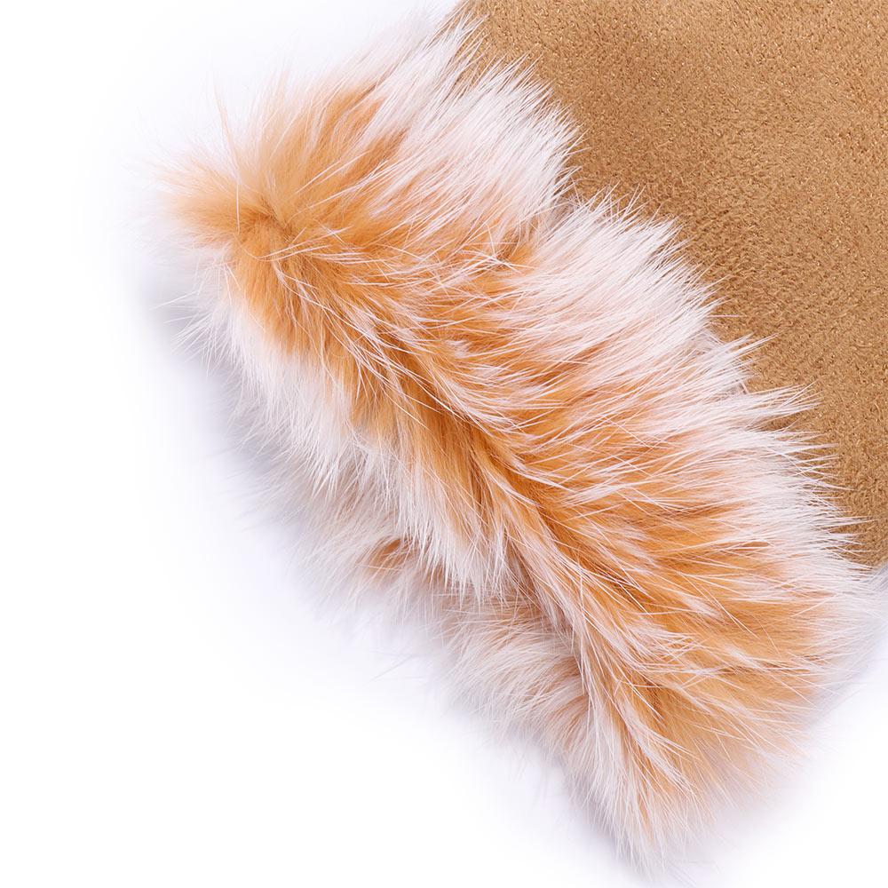Solid Mitten Supple Soft Color Trim Warm Fashion Wrist Fingerless Women Rabbit Fur Gloves
