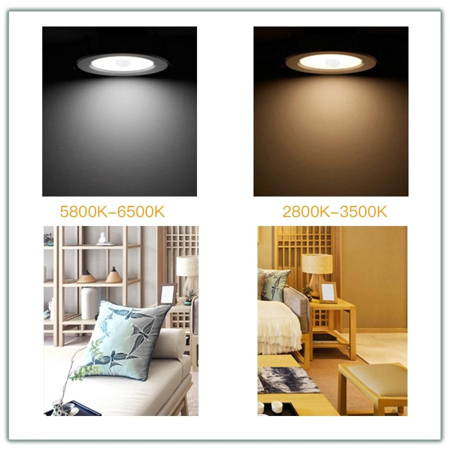 Faretto LED con sensore di movimento, faretto da incasso, lampade da 5 W, 10 W, 15 W, 20 W, per casa intelligente, per corridoio d'ingresso, corridoio, scale, deposito