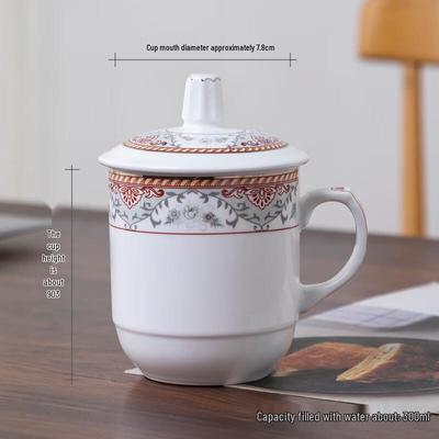 Ally White Bone China Bürobecher mit Deckel
