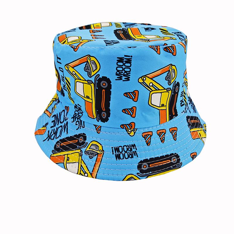 Kids Cartoon Print Sun Protection Bucket Hat, Double-Sided for Boys & Girls, Trendy Outdoor Headwear One Size