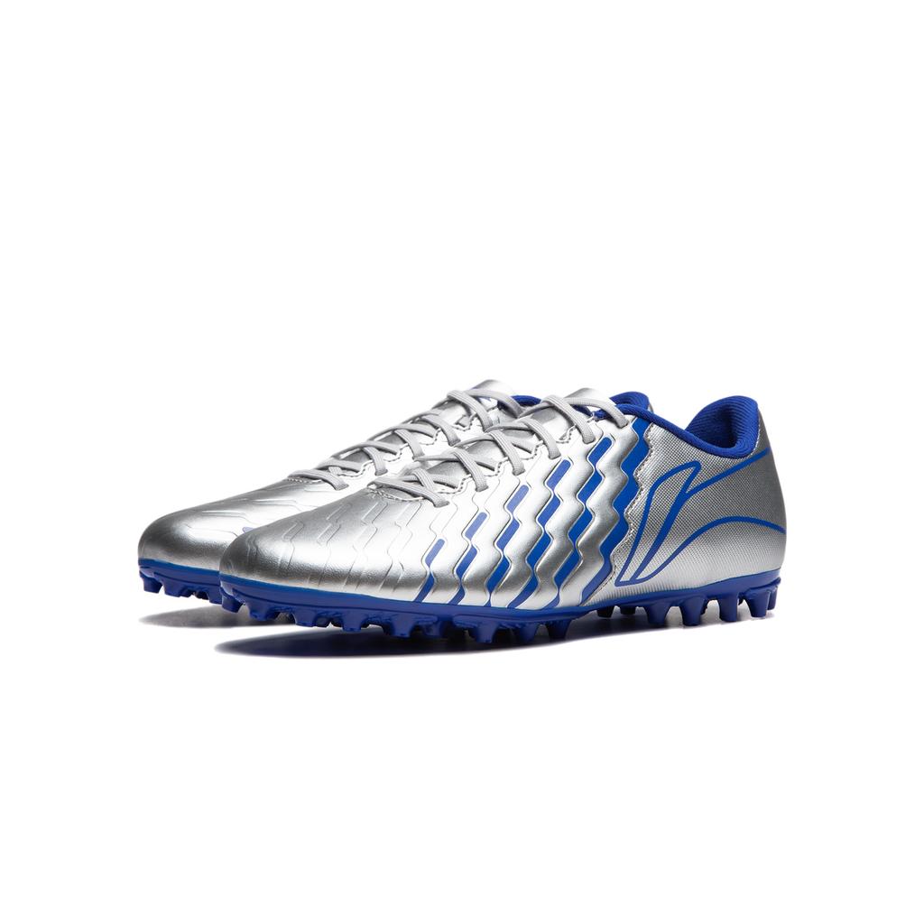 Li Ning Kids Sports Comfortable Color Block Stitching Youth Football Shoes Kids Football Shoes Silver YKGU016-7