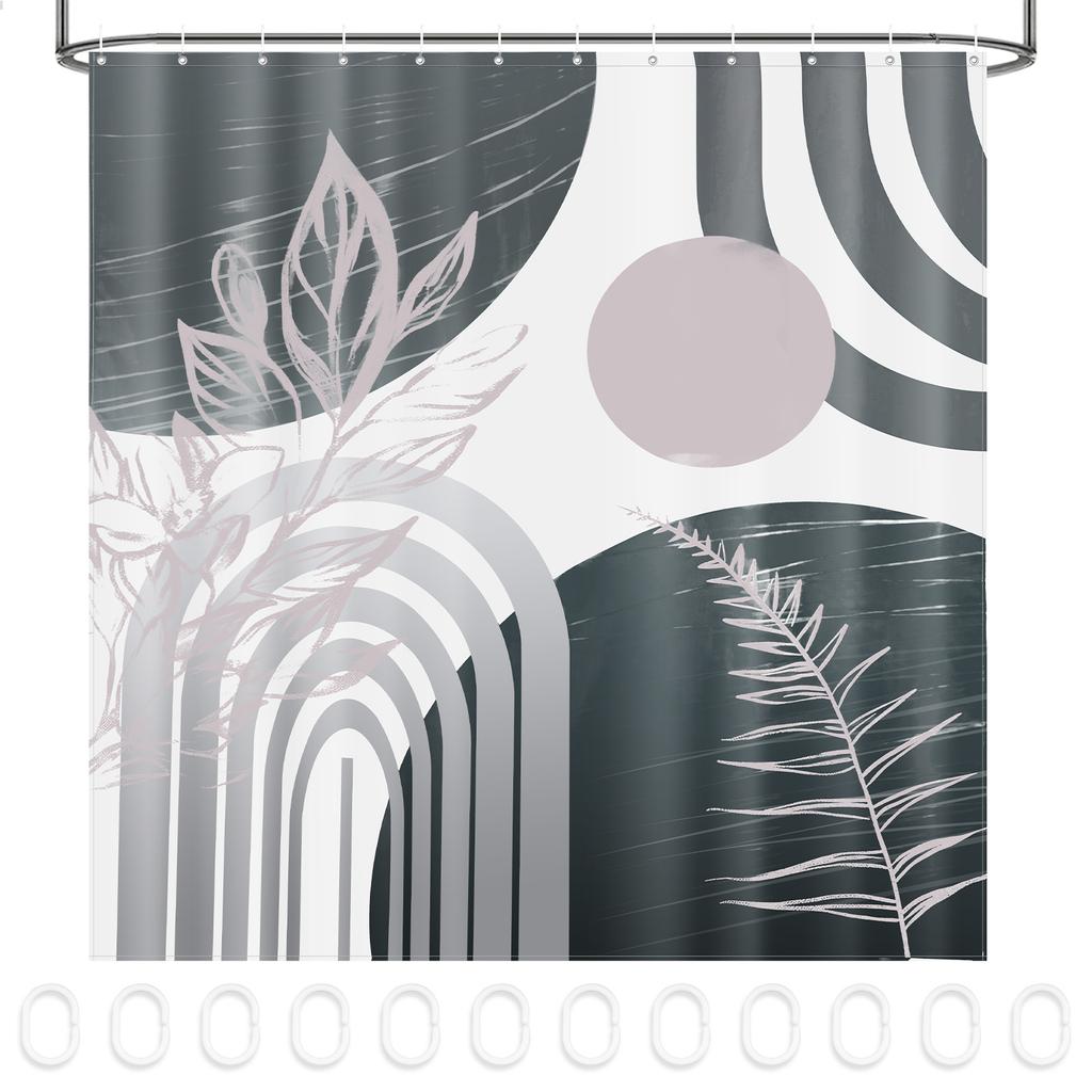 Aesthetic Abstract Arch Shower Curtain Machine Washable Waterproof Sun Arch Bath Curtain for Bathroom Dormitory Living Room