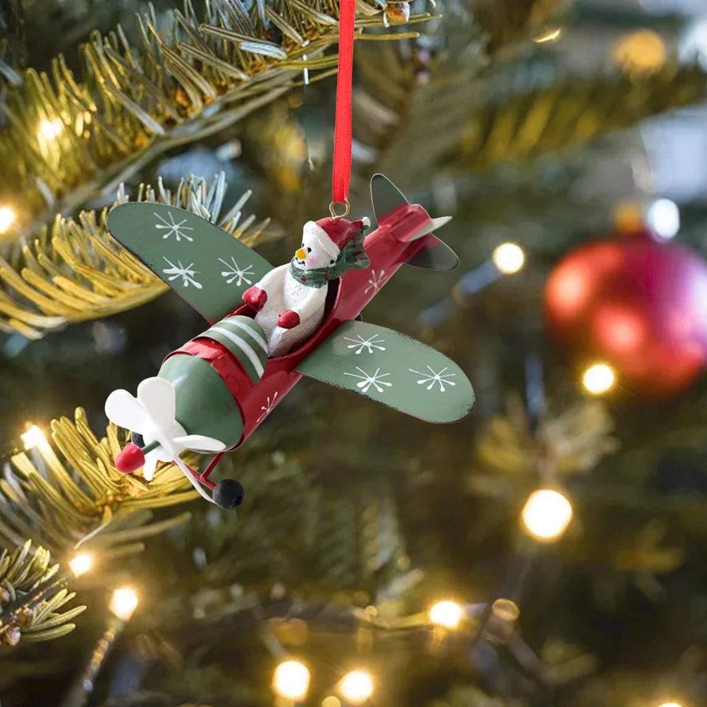 Figurky Santa Clause v letadle Vtipný letící Santa Claus Sněhulák v letadle