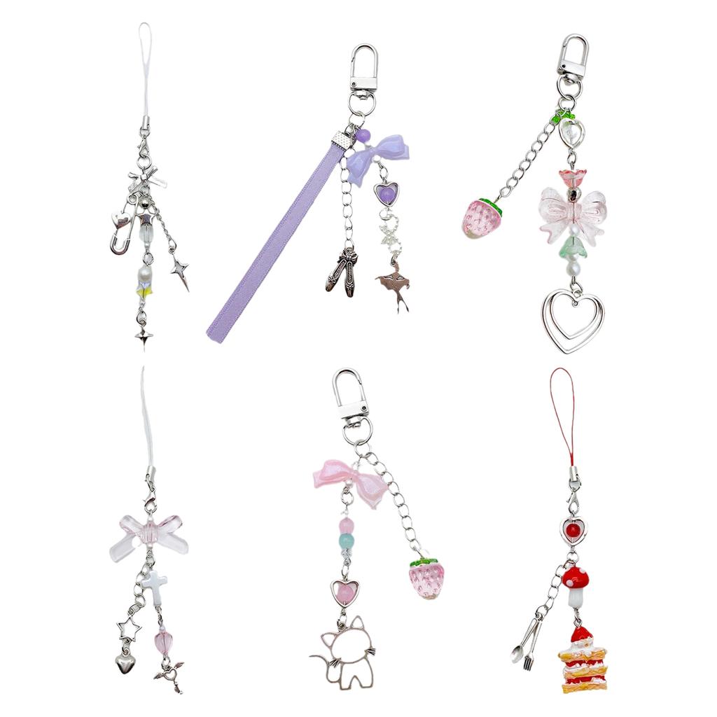 Stylish Beaded Keychain for Handbags Chic Acrylic Key Chain Keyrings Ornament Portable Bag Decorations for Travelers