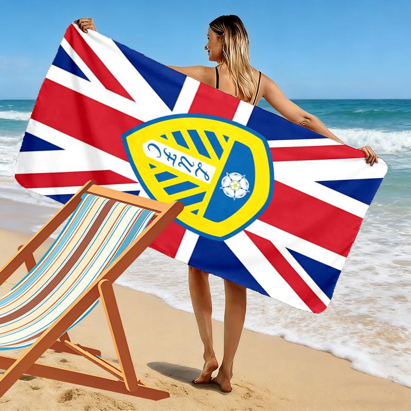 Leeds United Logo Aufdruck Strandtuch, Großes Weiches Schnelltrocknendes Handtuch für Strand Camping Schwimmen