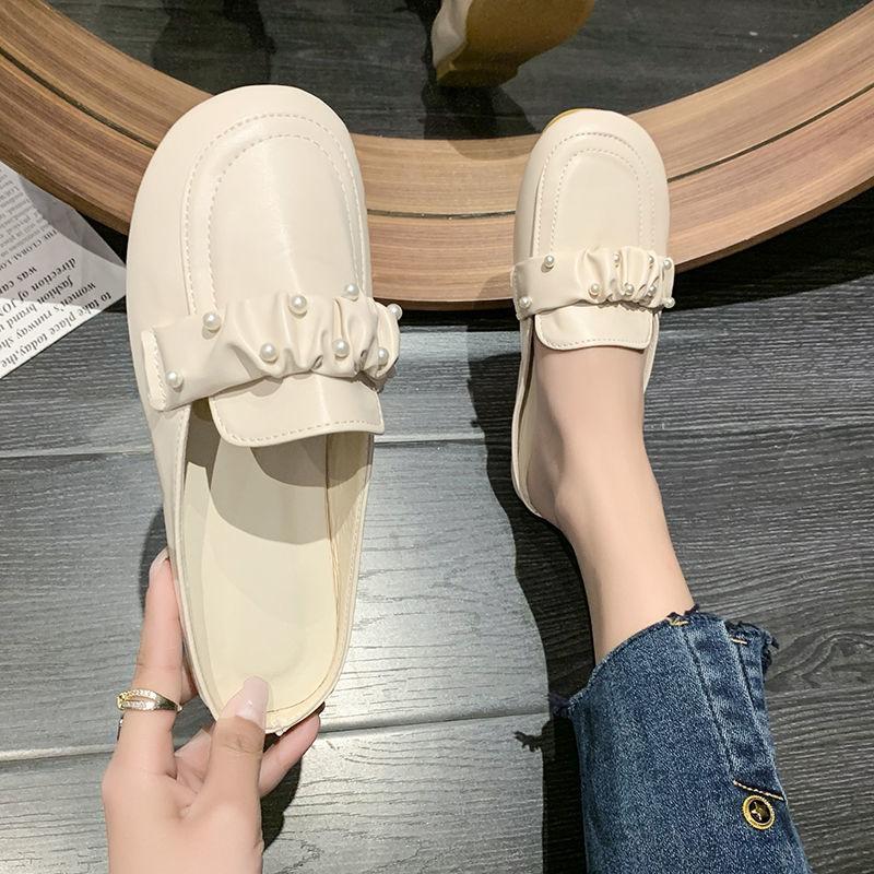 

Fashion Shoes Pearl Round Toe Flat Off White Women s Mules Slippers and Ladies Sandals on Sale Waterproof Designer Luxury Slides 2025 40