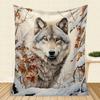 Schneewald Blauäugiger Grauwolf Realistische Decke, Warmes Wohnzimmer, Schlafzimmer Dekor, Geburtstag Cool Stilvoll Haushalts Souvenir