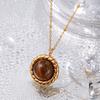 Cross-Border French Style Personalized Tigereye Vintage Pendant Necklace Stainless Steel All-Match Women's Chic Ornament