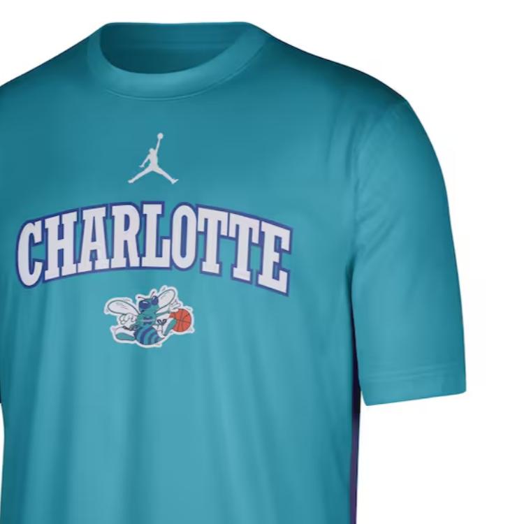 Jordan X NBA Collaboration Charlotte Hornets 2023/24 Player Edition Fashion Simple Pullover Short Sleeve T-Shirt Men T-Shirt Blue Green DX9617-415