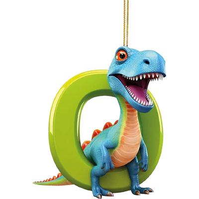 Acrylic Cute Dragon Hanging Pendants 26 Letter Cartoon Pendant Dinosaur Letter Shape Hanging Ornament for Christmas Tree
