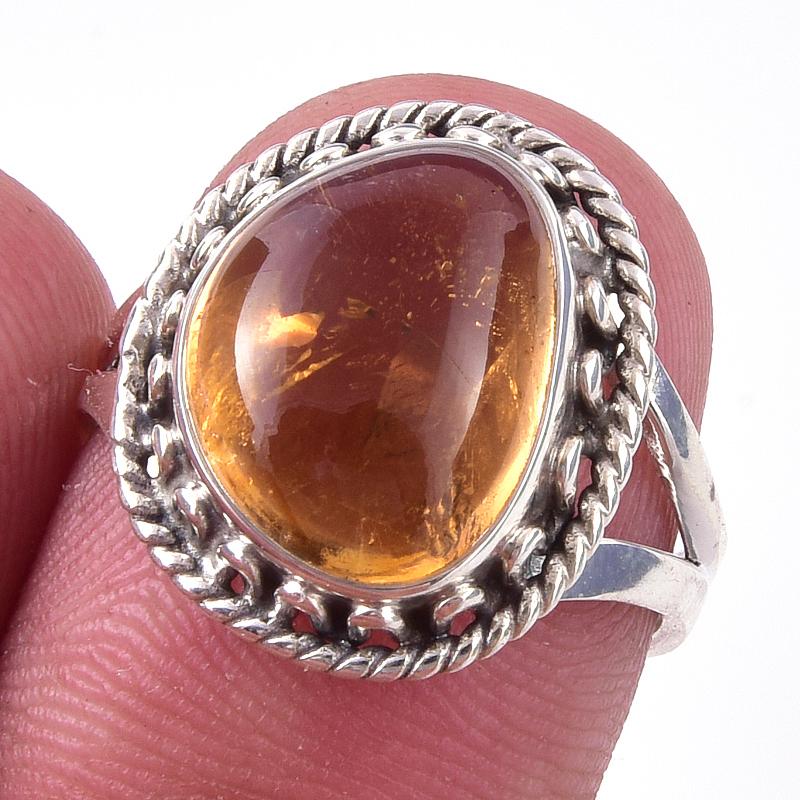 

Кольцо из чистого серебра 925 пробы с натуральным цитрином, размер 7, y4W29