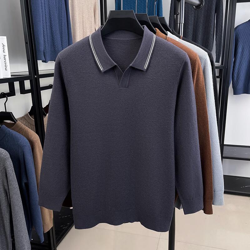 IMAGINEX Men s Waffle Contrast Lapel Knit Sweater 110