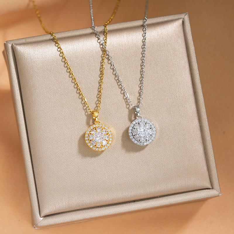 2025 Hot Sale Lucky Stainless Steel Titanium Jewelry Set with Zircon Necklace Earrings Ring for Women for Gift
