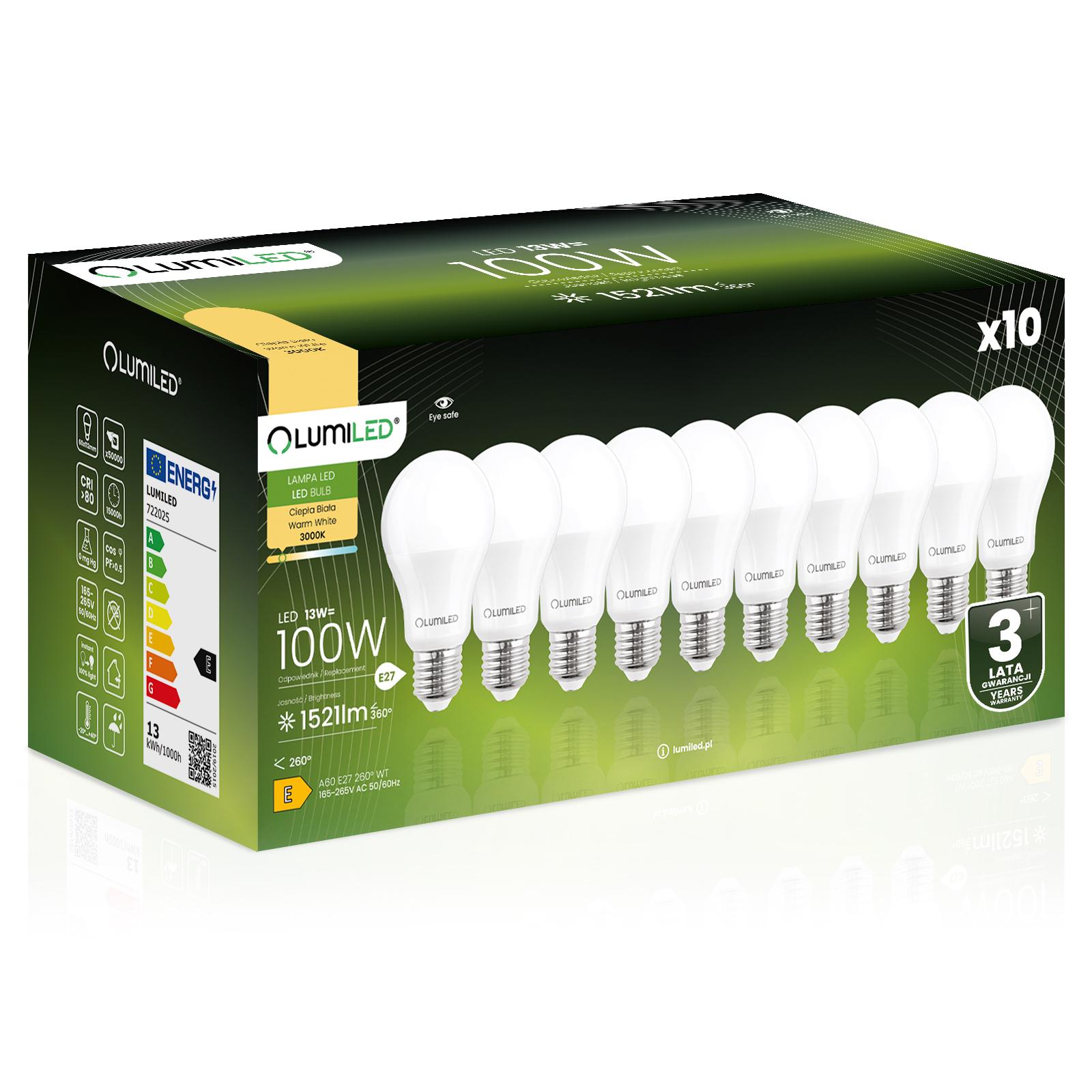 10x Lumiled E27 LED-Birne 13W 100W 1521LM 3000K Warmweiß