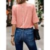 Summer Women's Solid Color Ruffled Short Sleeve Button T-Shirt, European American Style Casual Top for Crossborder