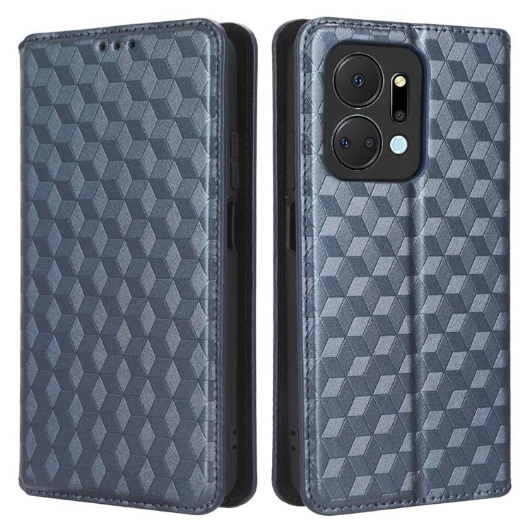 For Honor X7a 5G / Play7T 5G stojánek na peněženku na telefon Kryt na telefon s kosočtvercovým vzorem z PU kůže