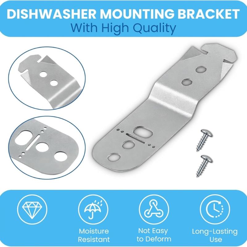 2Pieces Dishwasher Installation Clamp Replacement Set Universal Fit Mounting Brackets Suitable for Multiple Brands