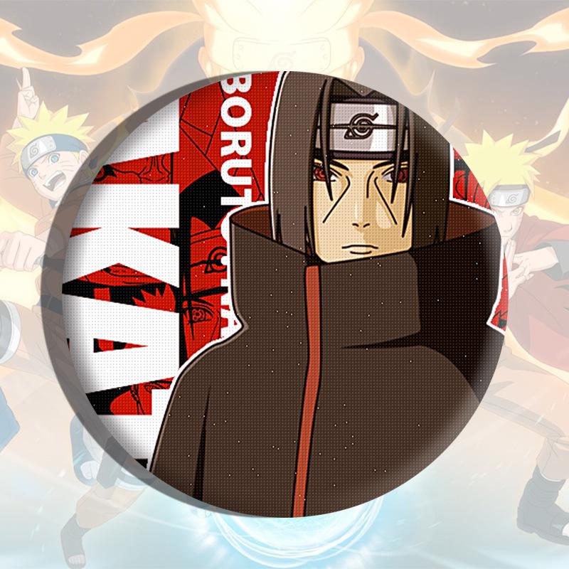 Sasuke Naruto Itachi Madara Kakashi Anime Badge Pin Metal Enamel Lapel Pin Cosplay Accessories Brooch Keychain Gift For Fans