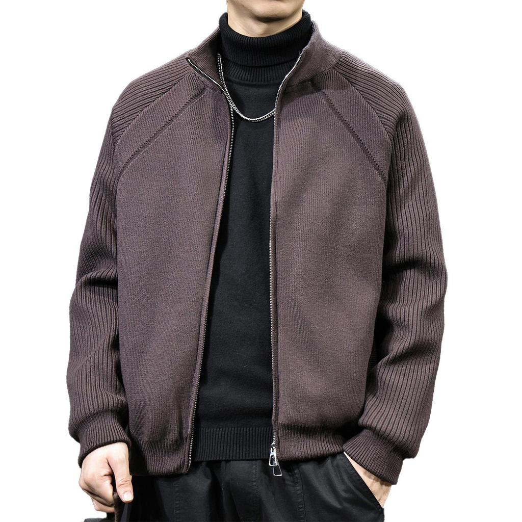 Herren High-Neck Weiße Daunenjacke: Strickmantel Pullover für Herbst/Winter 2025, Lässig und Übergröße.