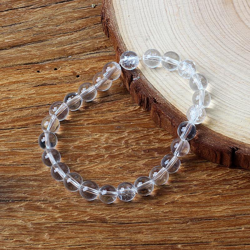 Genuine Clear Quartz Bead Bracelet Women Men Natural Stone Rock Crystal Elastic Bangle Purify the Soul Yoga Meditation Jewelry