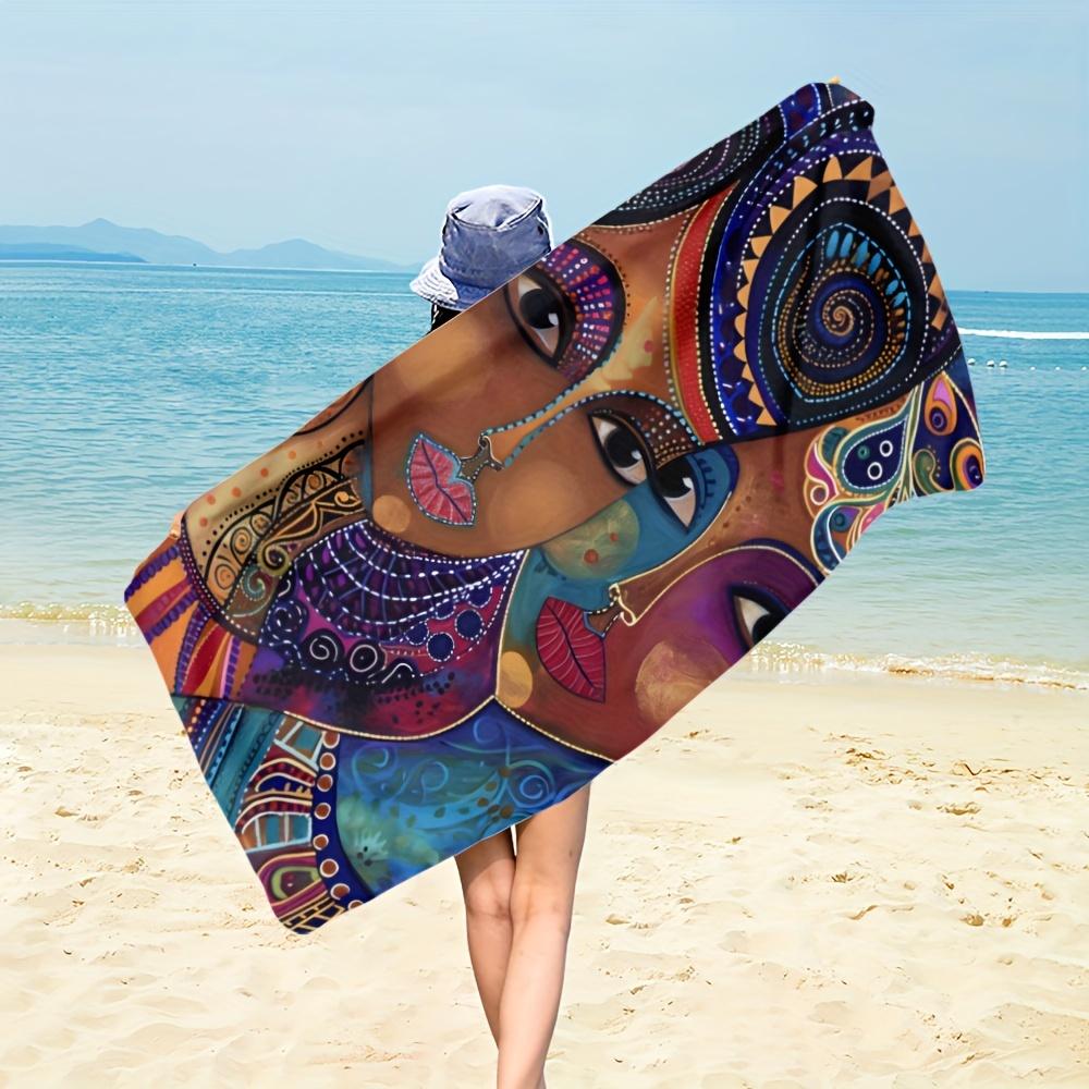Vibrant Egyptian African Style Women Art Beach Towel, Extra Large, Thickened Quick-Dry Multi-Purpose For Swimming Travel Camping