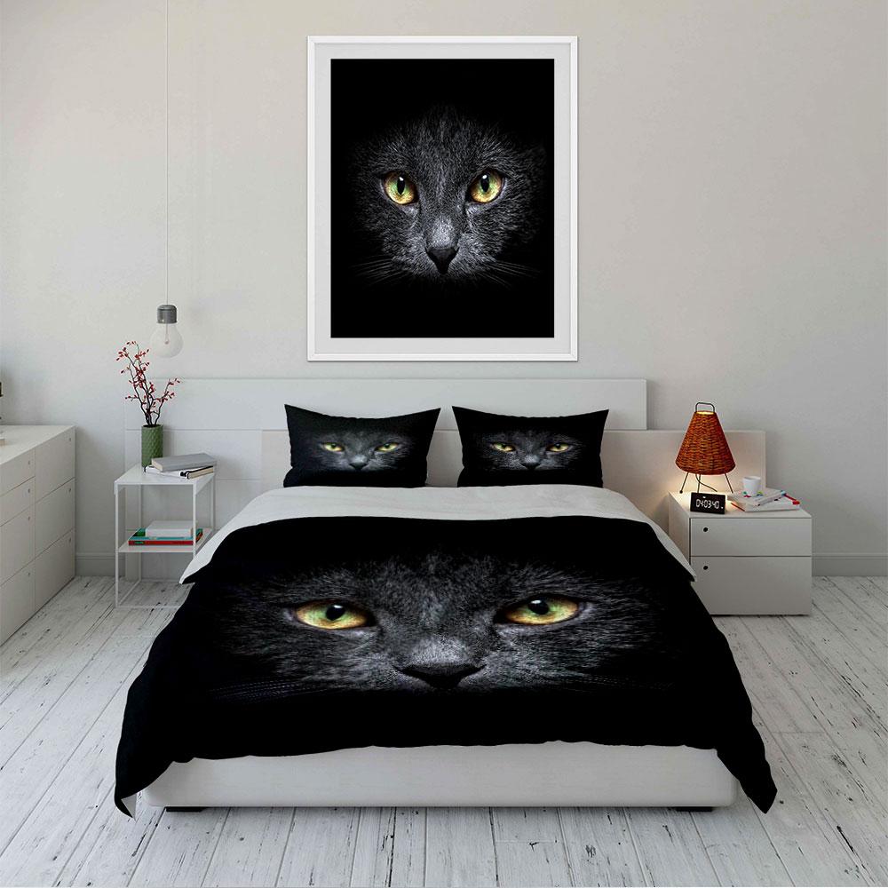 Black Cat Eyes Bedding Set Bedding Duvet Cover Set Duvet Cover Pillowcases (1 * Duvet Cover 2 * Pillowcases, Without Duvet Insert)