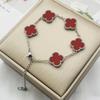Vierblättriges Kleeblatt Armband Doppelseitige Muschel Halskette Damen Nicht verblassendes Exquisites Armband für Freundin Muttertagsgeschenk