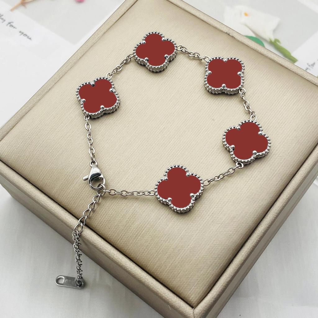 Vierblättriges Kleeblatt Armband Doppelseitige Muschel Halskette Damen Nicht verblassendes Exquisites Armband für Freundin Muttertagsgeschenk