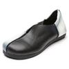 Mocassins plats Vintage faits à la main pour femmes, chaussures de conduite d'été en cuir véritable pour femmes, mocassins bicolores pour dames