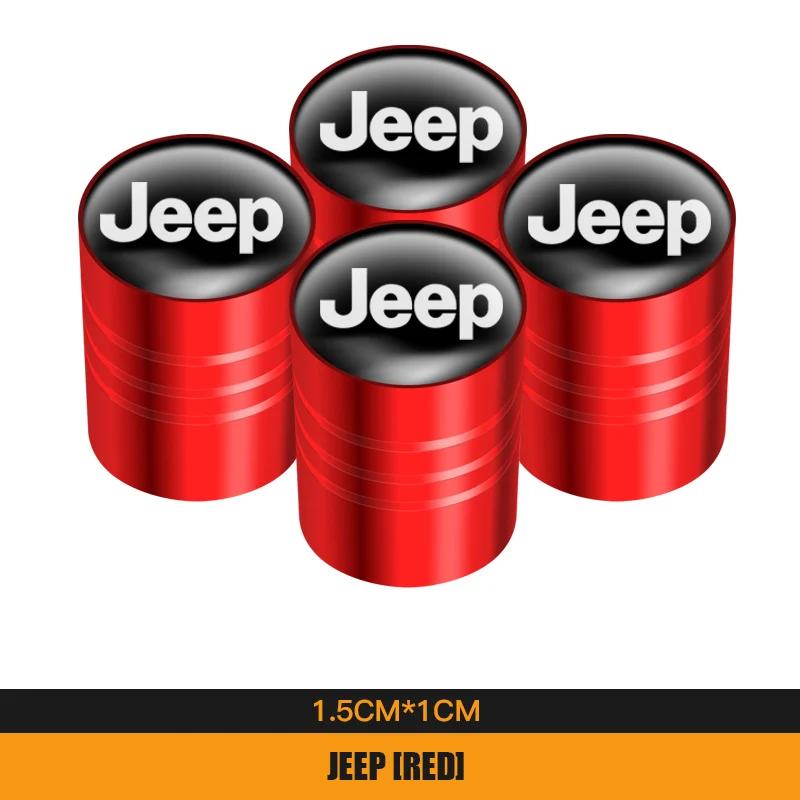För Jeep 4st Metall Bilhjul Däckventiler Kapslar Vattentät Dammtät Skydd För Jeep Grand Cherokee Wrangler JK Gladiator Compa