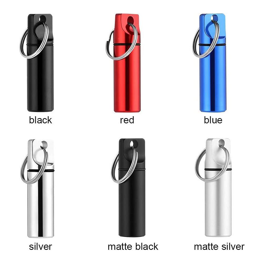 Flat-head Aluminum Alloy Medicine & Earplug Storage Keychain - Waterproof Sealed Pill Case